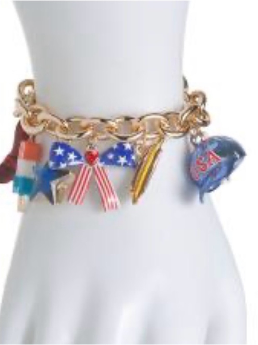 🇺🇸Betsey Johnson Bracelet with USA Cap & Stars - Picture 2 of 2